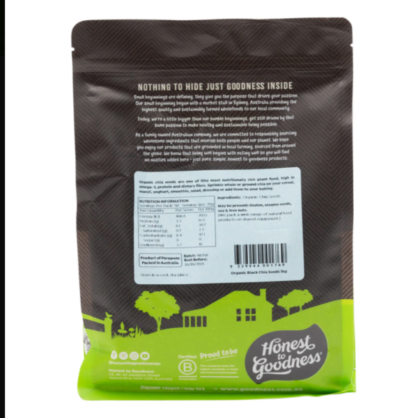 Organic Black Chia Seeds 1KG