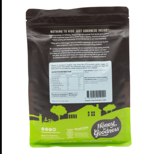 Organic White Long Grain Rice 1.5KG